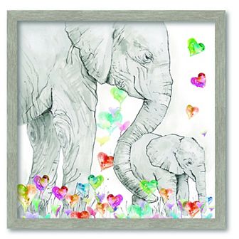 COURTSIDE MARKET Mom & Baby Elephant Framed Board Wall Decor