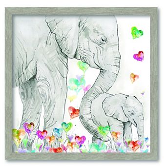 COURTSIDE MARKET Mom & Baby Elephant Framed Board Wall Decor