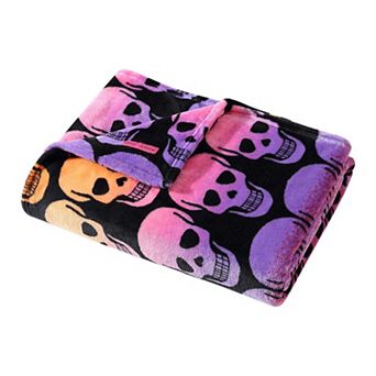 Betsey Johnson Skull Ombre Black Throw Blanket