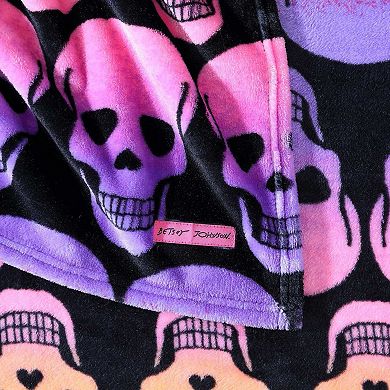 Betsey Johnson Skull Ombre Black Throw Blanket