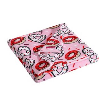 Betsey Johnson Donut Hearts Pink Throw Blanket