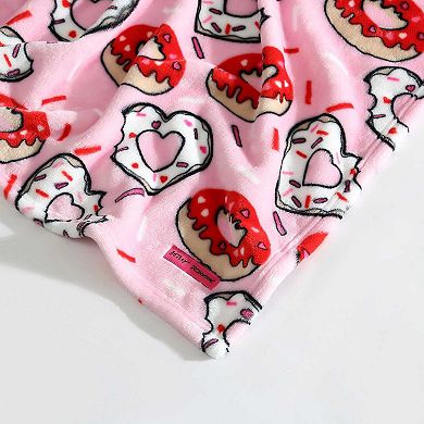 Betsey Johnson Donut Hearts Pink Throw Blanket