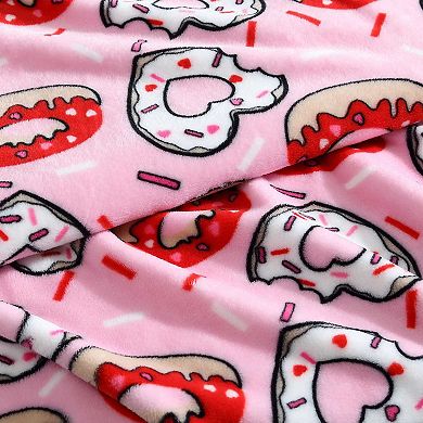 Betsey Johnson Donut Hearts Pink Throw Blanket