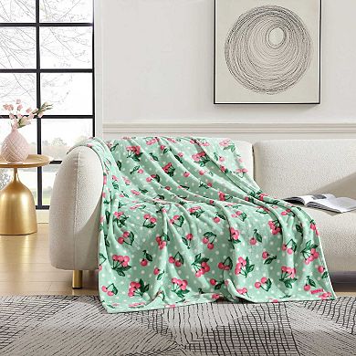 Betsey Johnson Cherry Polka Dot Throw Blanket
