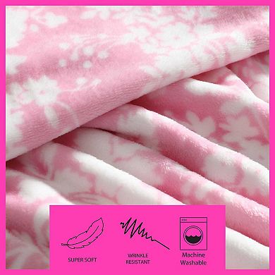 Betsey Johnson Cottage Floral Pink Throw Blanket