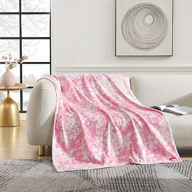 Betsey Johnson Cottage Floral Pink Throw Blanket
