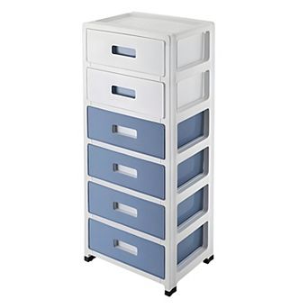 Blue White 6-Drawer Household/Office Storage Organizer