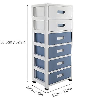 Blue White 6-Drawer Household/Office Storage Organizer
