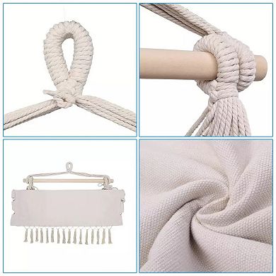 Beige Hammock Hanging Rope Swing With 2 Cushions