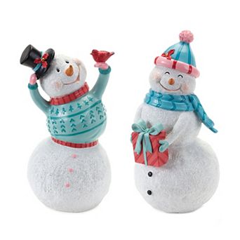 Melrose 2 pc Whimsical Snowman Figurine Set