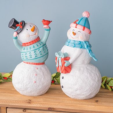 Melrose 2-Piece Whimsical Snowman Figurine Set