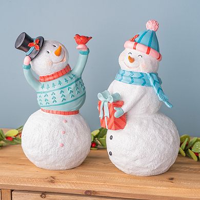 Melrose 2-Piece Whimsical Snowman Figurine Set