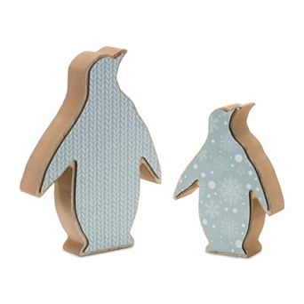 Melrose 2 pc Wood Penguin Decor Set