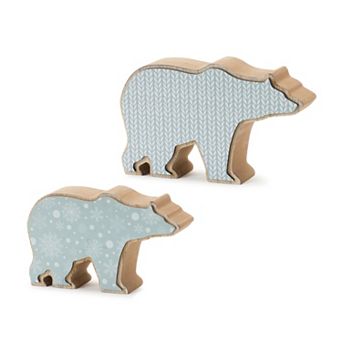 Melrose 2 pc Wood Polar Bear Decor Set