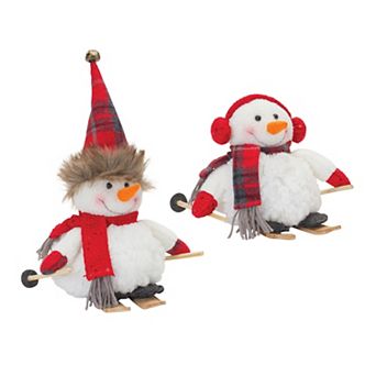 Melrose 2 pc Plush Winter Sport Snowman Shelf Sitter Set