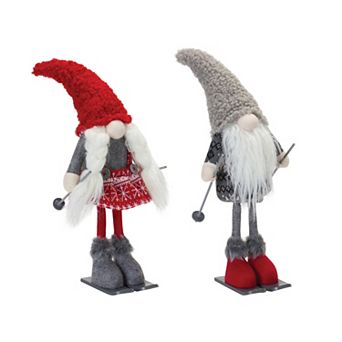 Melrose 2 pc Plush Winter Gnome on Skis Set