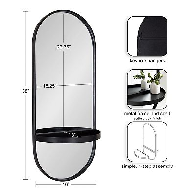 Estero Metal Wall Mirror with Shelf