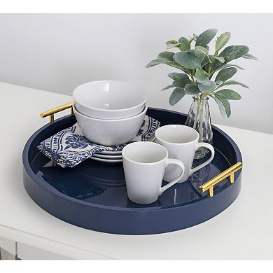 Lipton Round Decorative Tray with Metal Handles 18" Diameter