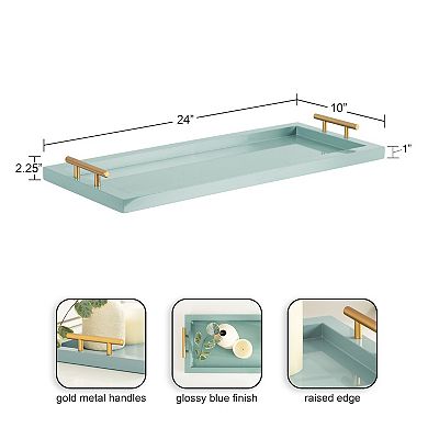 Halsey Wood Rectangle Decorative Tray 10x24