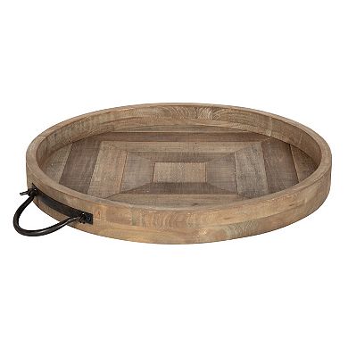 Marmora Wood and Metal Round Tray 18" Diameter