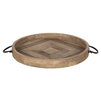 Marmora Wood and Metal Round Tray 18" Diameter