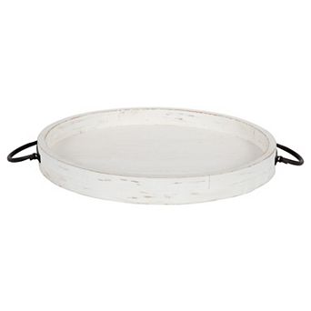 Marmora Wood and Metal Round Tray 18" Diameter