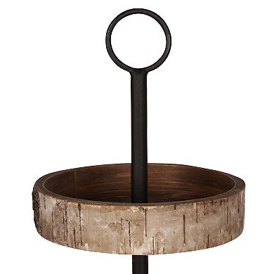 White Birch Wood Rustic 3 Tiered Tray 16" Diameter
