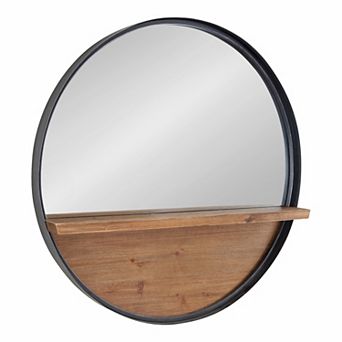 Owing Framed Round Mirror with Shelf 30" Diameter