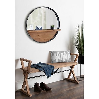 Owing Framed Round Mirror with Shelf 30" Diameter