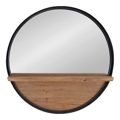 Owing Framed Round Mirror with Shelf 30" Diameter