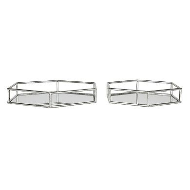 Felicia Nesting Metal Mirrored Decorative Trays 2 Piece