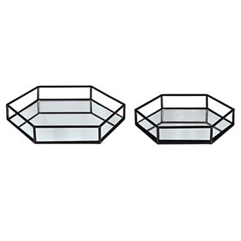 Felicia Nesting Metal Mirrored Decorative Trays 2 pc