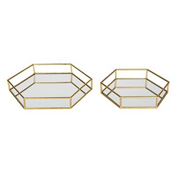 Felicia Nesting Metal Mirrored Decorative Trays 2 pc