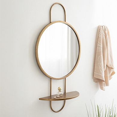 Patel Round Mirror with Shelf