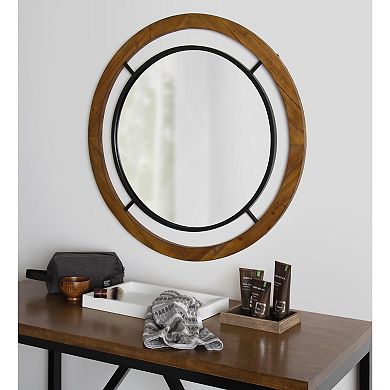 Whalen Round Wood Wall Mirror 32x32