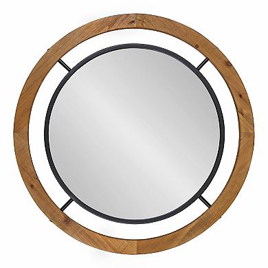 Whalen Round Wood Wall Mirror 32x32