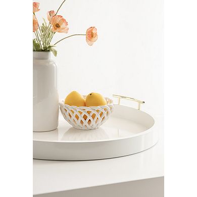 Lipton Round Decorative Tray with Metal Handles 22" Diameter