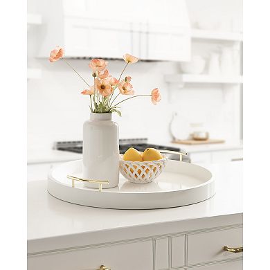 Lipton Round Decorative Tray with Metal Handles 22" Diameter