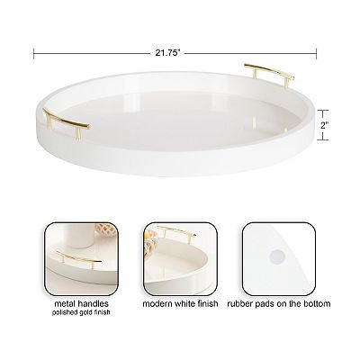 Lipton Round Decorative Tray with Metal Handles 22" Diameter
