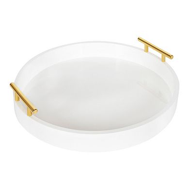Lipton Round Decorative Tray with Metal Handles 15.5" Diameter