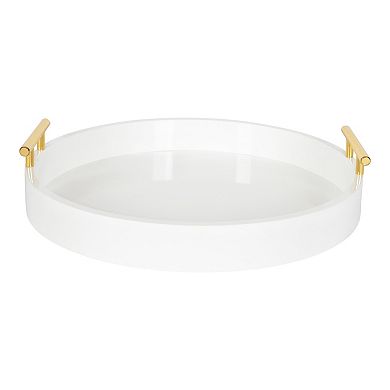 Lipton Round Decorative Tray with Metal Handles 15.5" Diameter