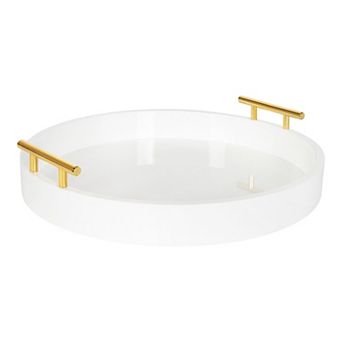 Lipton Round Decorative Tray with Metal Handles 15.5" Diameter