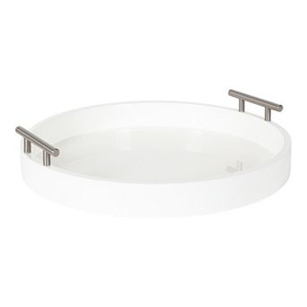 Lipton Round Decorative Tray with Metal Handles 15.5" Diameter