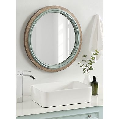 Palmer Wood Round Wall Mirror 26" Diameter