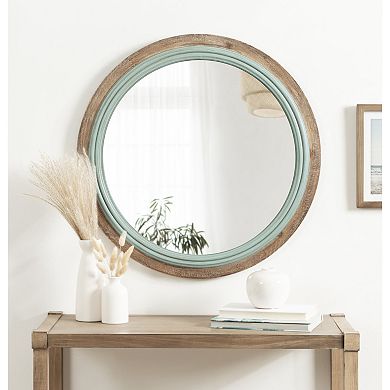 Palmer Wood Round Wall Mirror 26" Diameter