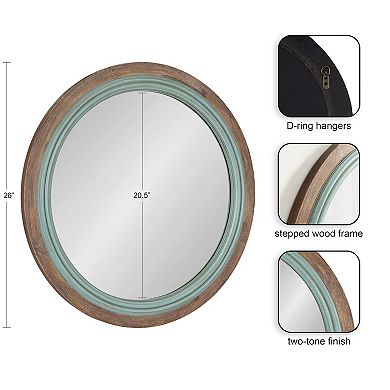Palmer Wood Round Wall Mirror 26" Diameter