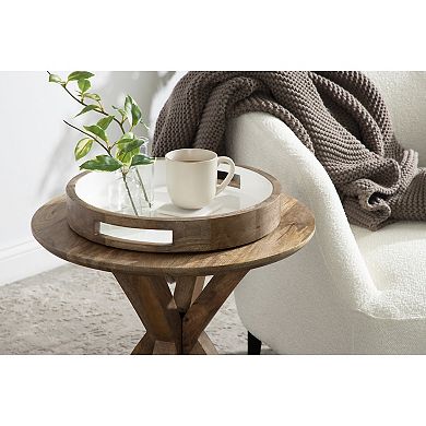 Ehrens Round Decorative Wood Tray 15" Diameter