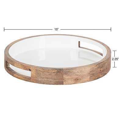 Ehrens Round Decorative Wood Tray 15" Diameter