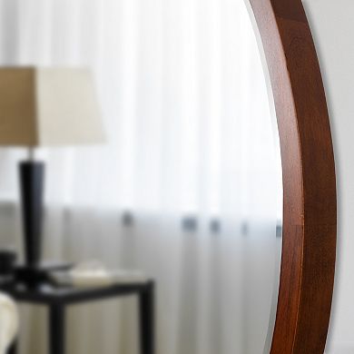 McLean Round Wood Framed Wall Mirror