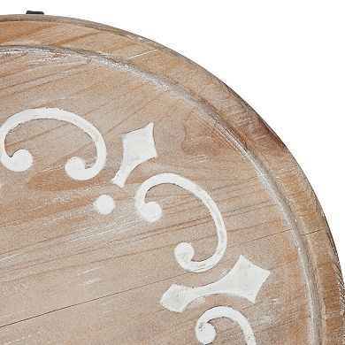 Sherald Round Wood Tray with Metal Stand 11" Diameter